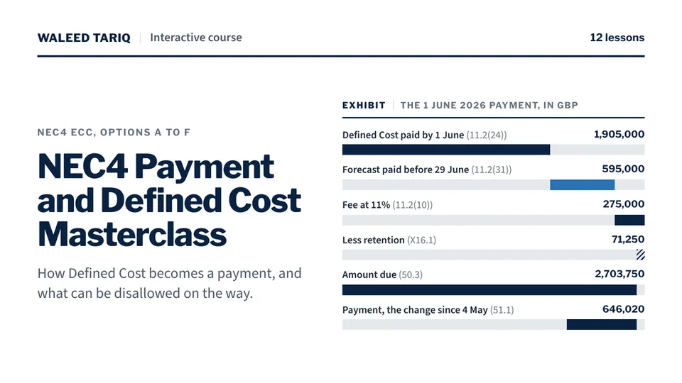 NEC4 Payment and Defined Cost Masterclass