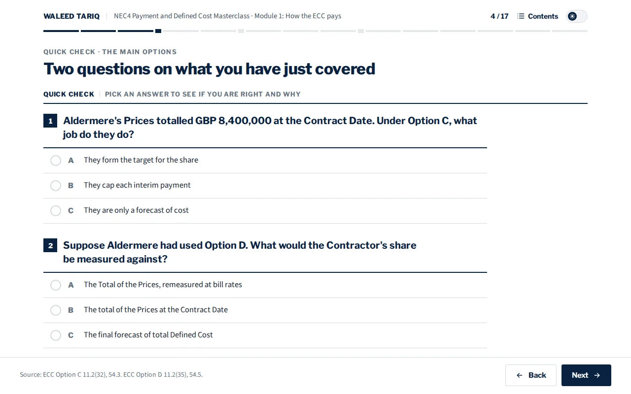 A quick check on the main Options